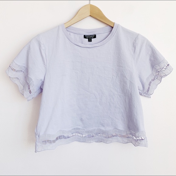 Topshop Tops - pastel purple boxy cropped 100% cotton t-shirt
